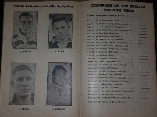 SPRINGBOK TRIALS 18 JUNE 1955 AT PAM BRINK STADIUM OFFICIAL PROGRAMME VERY SCARCE
