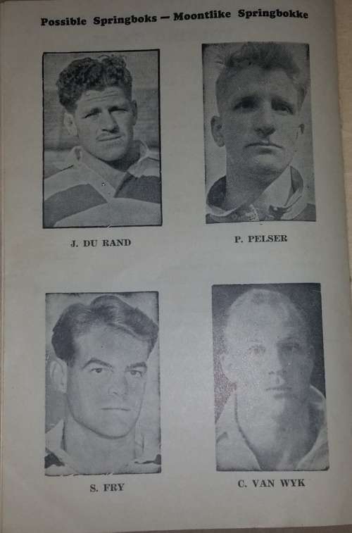 SPRINGBOK TRIALS 18 JUNE 1955 AT PAM BRINK STADIUM OFFICIAL PROGRAMME VERY SCARCE