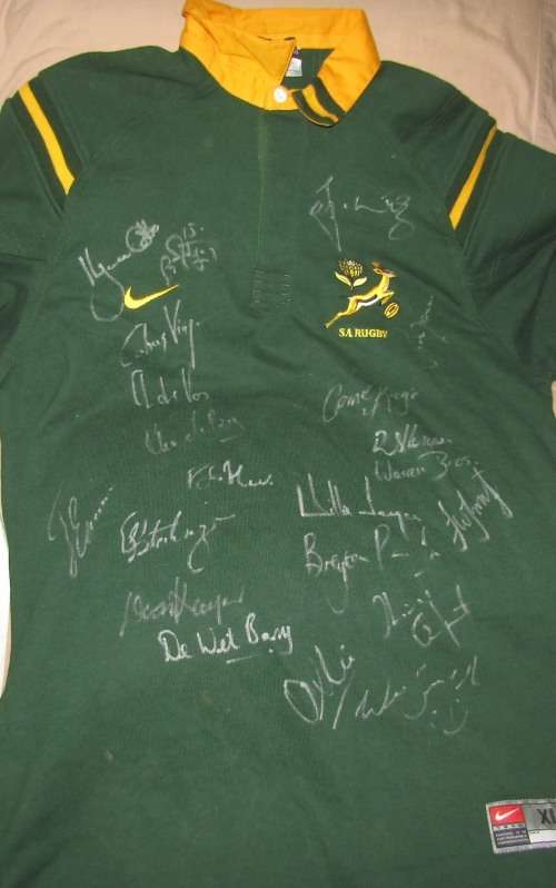 SPRINGBOKS SIGNED X-Large Jersey Never Worn PLUS JOOST MATCH WORN SOCKS SIGNED