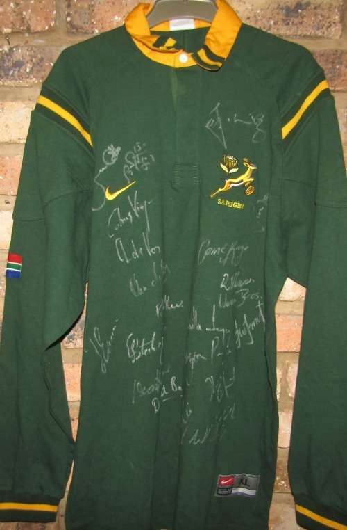 SPRINGBOKS SIGNED X-Large Jersey Never Worn PLUS JOOST MATCH WORN SOCKS SIGNED