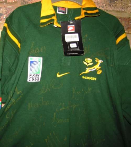 ONLY FOR NOBUAKI MORIGUCHI  SPRINGBOKS SIGNED BY SEVERAL SPRINGBOKS X-Large Jersey 1999 With COA