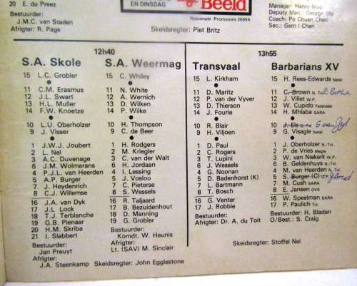 SARB PRESIDENT`S INVITATION TEAM  vs SARB OVERSEAS INVITATION TEAM   (SCARCE PROGRAMME 1982)