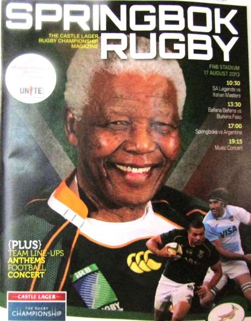 South Africa vs Agentina- Aug 2013 - Loftus Versveld Rare to have Madiba on Cover
