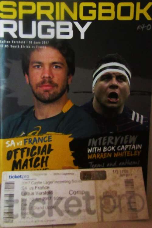 SOUTH AFRICA vs FRANCE  10 JUNE 2017 LOFTUS VERSVELD Plus Match Ticket