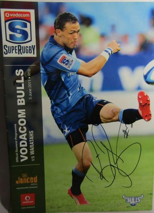 BULLS vs WARRATAHS 3 JUNE 2011 SIGNED BY SPRINGBOK BJORN BASSON