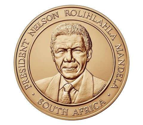Nelson Mandela Bronze Medal:Replica of USA Congressional Gold Medal awarded to Mandela. Half Price