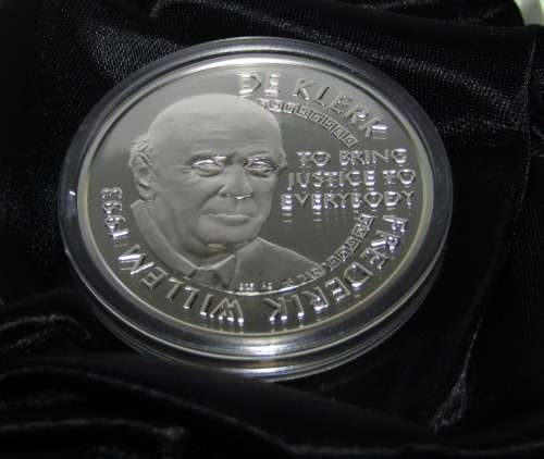 1993 NELSON MANDELA/FW DE KLERK NOBEL PEACE LAUREATES MINT OF NORWAY 1 OZ SILVER