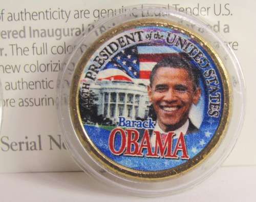 24KT GOLD LAYERED US INAUGURAL 2008 DOLLAR AND HALF US DOLLAR BARACK OBAMA INAUGURATION