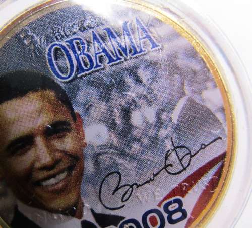 24KT GOLD LAYERED US INAUGURAL 2008 DOLLAR AND HALF US DOLLAR BARACK OBAMA INAUGURATION