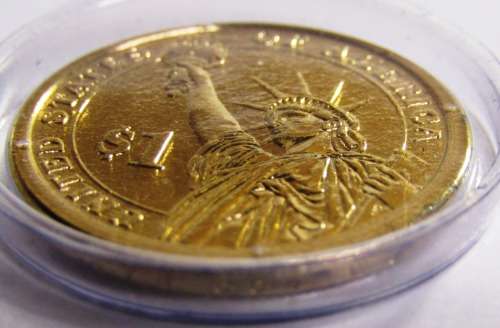 24KT GOLD LAYERED US INAUGURAL 2008 DOLLAR AND HALF US DOLLAR BARACK OBAMA INAUGURATION