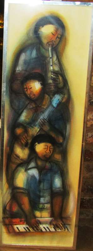 LARGE GODFREY NDABA MIXED MEDIA PAINTING - REFRAME TO DO JUSTICE FOR THIS PAINTING