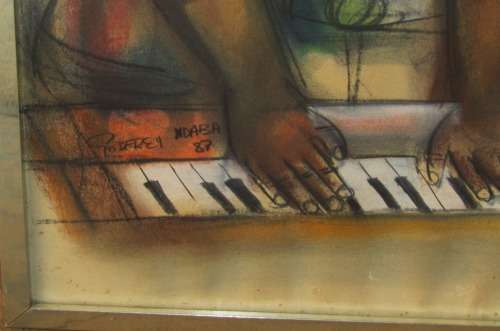 LARGE GODFREY NDABA MIXED MEDIA PAINTING - REFRAME TO DO JUSTICE FOR THIS PAINTING