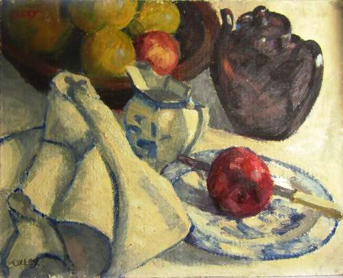 STILL LIFE OIL on BOARD BY Prof. O. J. P. OXLEY  (Professor in Art -  Natal Tech Art School 1940's)