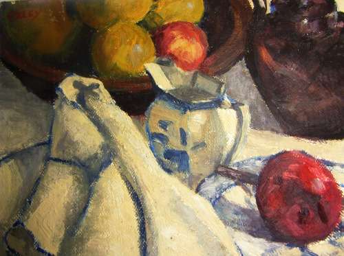 STILL LIFE OIL on BOARD BY Prof. O. J. P. OXLEY  (Professor in Art -  Natal Tech Art School 1940's)