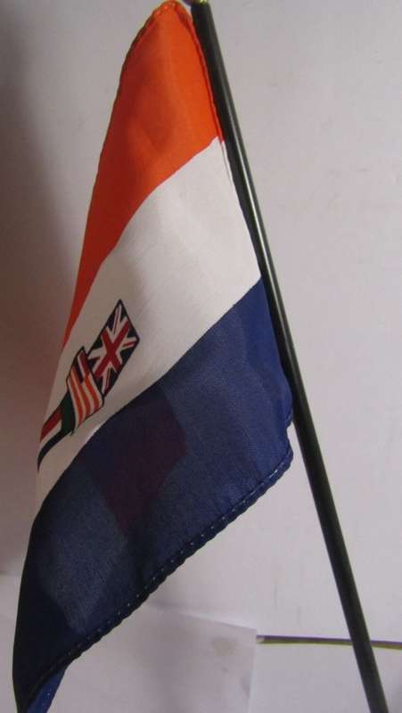 USA  AND OLD SOUTH AFRICAN TABLE FLAGS - DATES FROM THE 80s