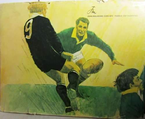 VINTAGE RUGBY BOEK DIE GROOTSTE REEKS SA VERSUS NEW ZEALAND 1970 HARDE BAND MET STOF OMSLAG - SKAARS