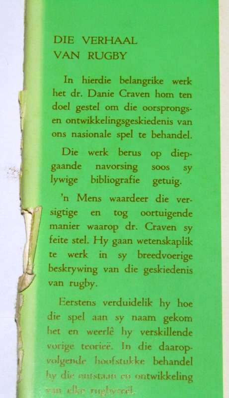 Die Verhaal van Rugby - Danie Craven - A must read - Dispells the Folklore about rugby`s Origin