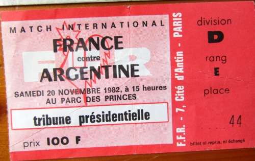 FRANCE vs ARGENTINA Rugby Match Programme November 1982