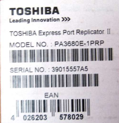 Toshiba Express Port Replicator II PA3680E-1PRP - Brand New and Complete - Never Used -See Photos