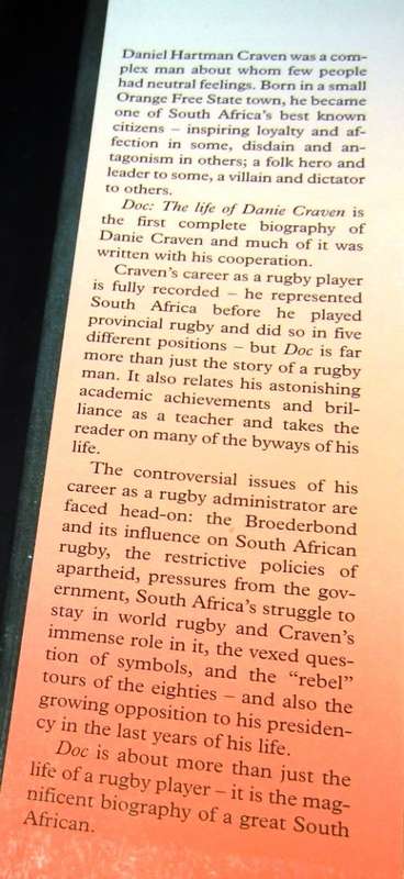 DOC - The  Life of Danie Craven - by Paul Dobson - First Edition 1994 Hard Cover with Dust Jacket