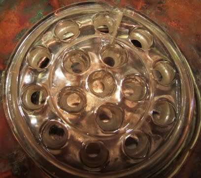 Old Copper Pot For Flower Arrangements With Glass Piece to Arrange Flowers