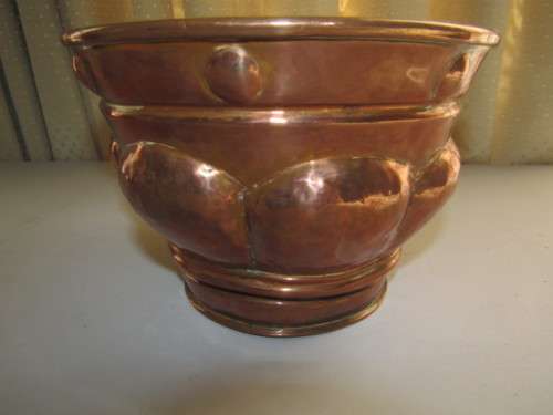 Old Copper Pot For Flower Arrangements With Glass Piece to Arrange Flowers