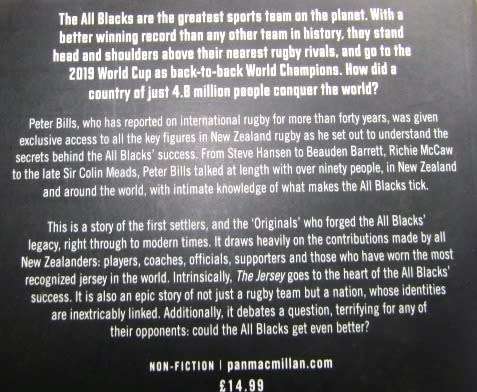 The Jersey By Peter Bills - A Must Read for All Rugby Enthusiast About the All Blacks