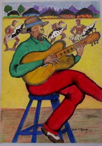 LUCAS MAHOME MIXED MEDIA PAINTING