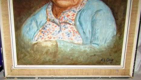 Beautiful Portrait of an Old Lady - By AL Carr dated 1977 - Oil on Board