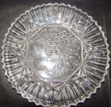 Clear Glass Pressed Serving Round Platter -For Sandwiches and Snacks- Classic Style