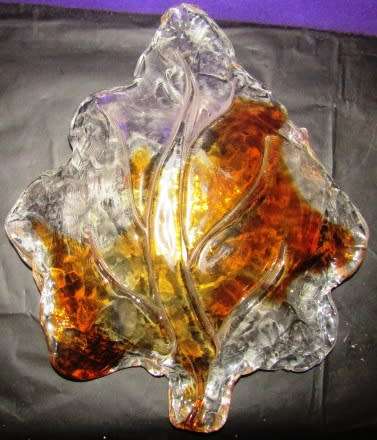 Decorative Ornamental Design Two Coloured Leave Design Pressed  Solid Glass- Heavy