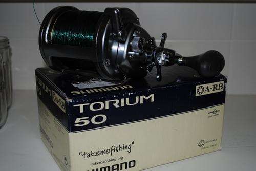 Shimano Torium 50 Fishing Reel - with 650m of 832 Sufix Braid and 600m of Awa Shinna Nylon