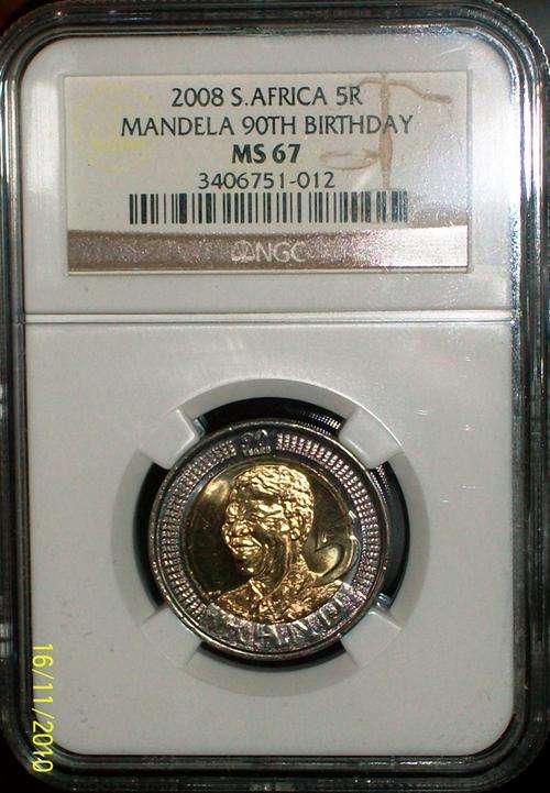 ***4xMS67 GRADED Mandela 90th Birthday R5 coins****1bid=1coin