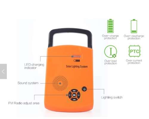 High efficiency home solar LED lighting system with FM radio (BX-FD016-1F)