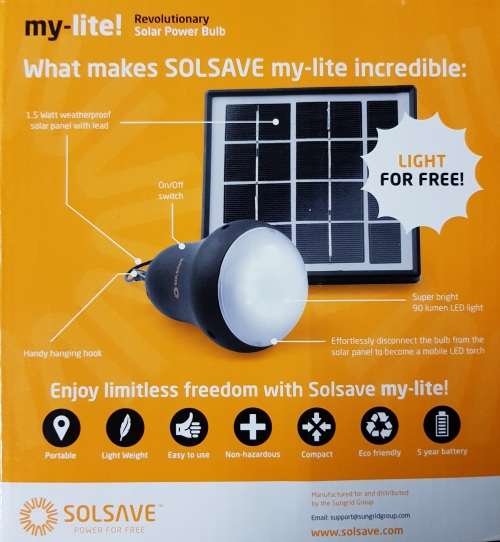 SOLSAVE  Solar Powered Light (SG-MYLITE)