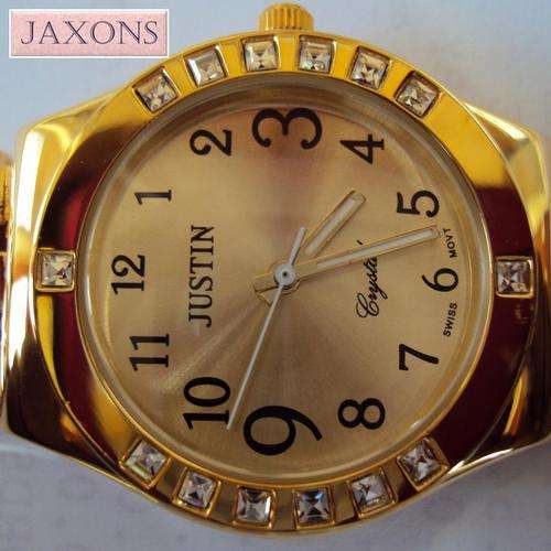 *** R 599  **** BRAND NEW -- BLING BLING!! TOTALLY COOL  GOLD JUSTIN WOMEN'S WATCH(5400)
