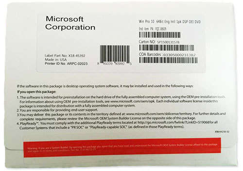 Microsoft Windows 10 Professional 64-bit EN 1pk (USED)