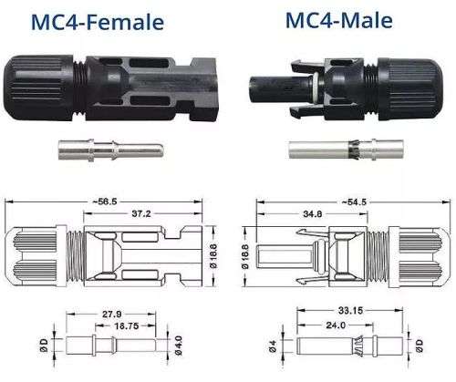MC4 Male and Female Solar Panel Connector Set
