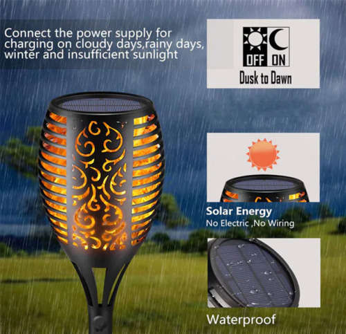 Eurolux Solar Tiki Dancing Flame LED Garden Spike Lights  - 2 Pack