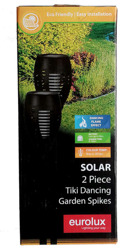 Eurolux Solar Tiki Dancing Flame LED Garden Spike Lights  - 2 Pack