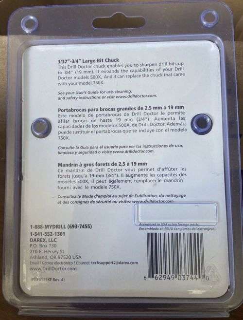 Drill Doctor: Chuck assembly for the model 500X and 750X drill sharpening machines - DA70100PF