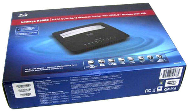 Linksys X3500 N750 Dual-Band Wireless Router with ADSL2+ Modem and USB