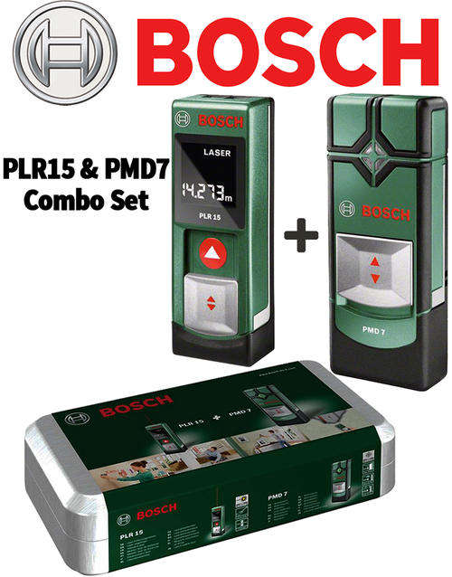 Bosch PLR15 + PMD7 Set - Digital Detector and Laser Distance Measurer Kit