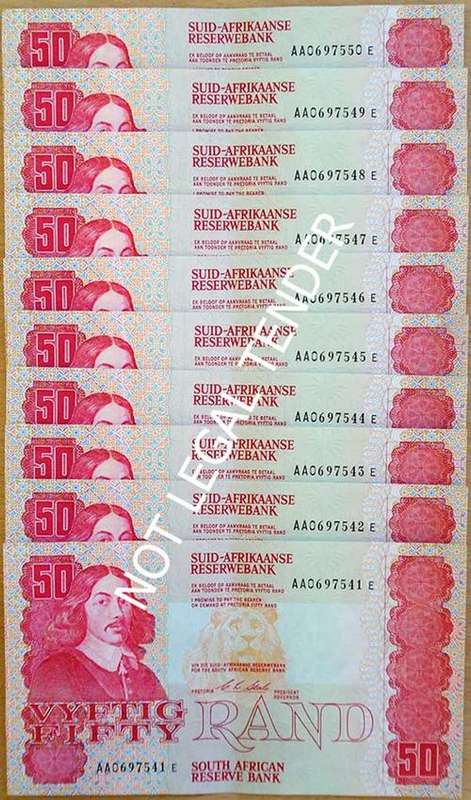 CL Stals - 10 x Consecutive AA R50 UNC Notes