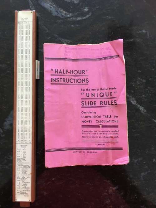 UNIQUE brand Log-Log Slide Rule With Original Case and Instructions