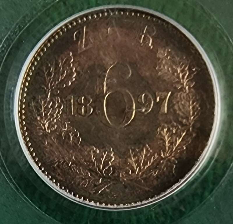 1897 Sixpence MS62