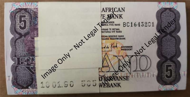 1989 De Kock 3rd issue R5(Five Rand) BC1643201 to 1643300 ~ Crisp uncirculated ~ consecutive #