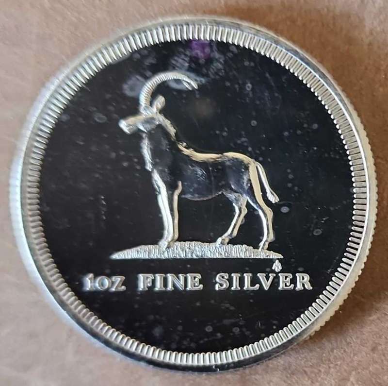 1975 LIVINGSTONE MINT Rhodesian Bullion 1 oz Fine Silver Coin