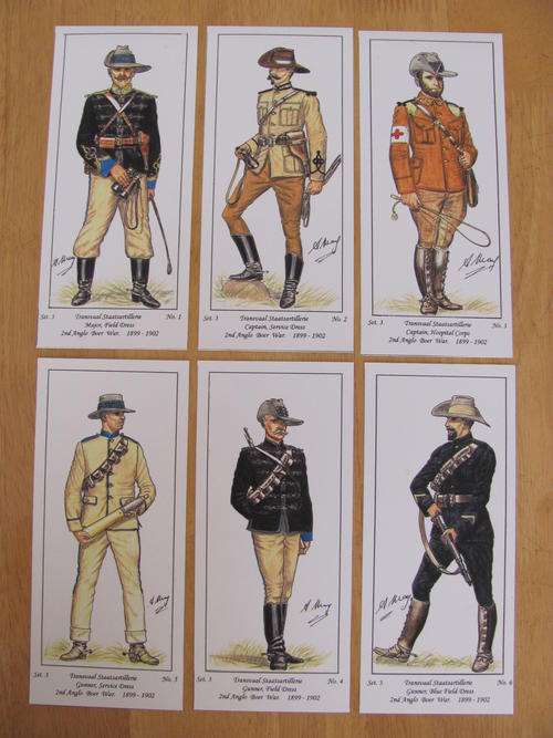 2nd Anglo Boer War, Uniform Cards by Andy May -Set3 Transvaal Staats Artillerie (6 cards in the set)