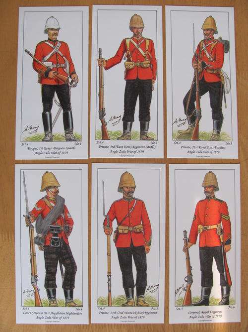 Zulu War of 1879 Uniform Cards by Andy May - Set 4 British Various (6 cards in the set)